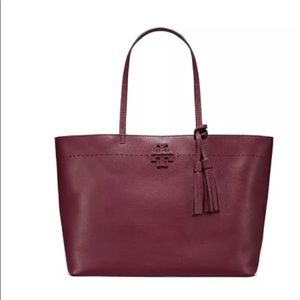 NWT Tory Burch McGraw red leather tote bag